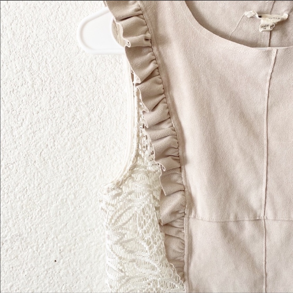 Anthropologie Hippie Vegan Suede Crochet Tank Top - Picture 2 of 5